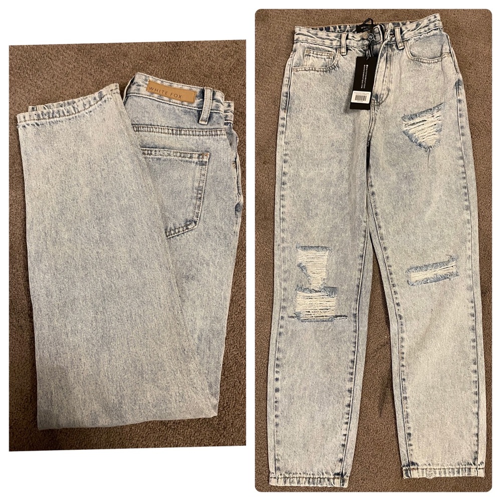 White fox jeans fits too big. Size 2. Return was $85 so I’m selling. Never worn